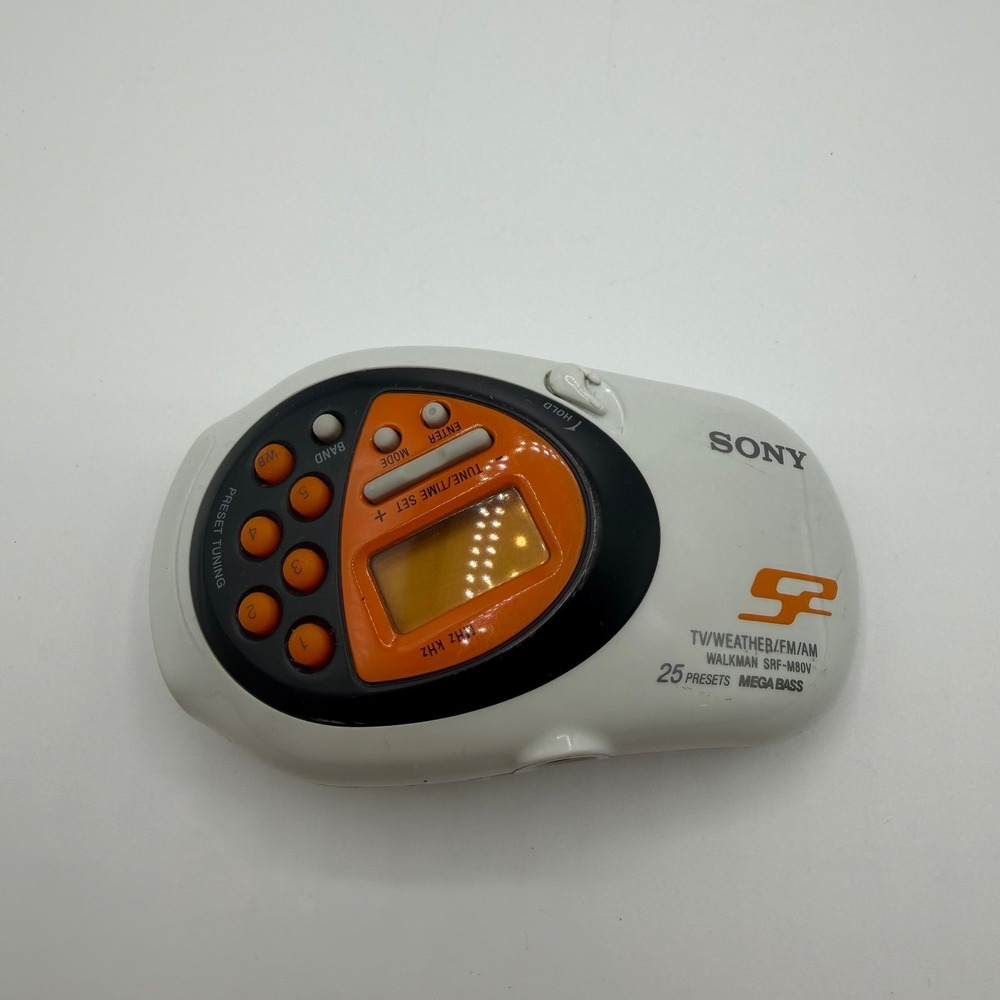 Sony S2 Sports Radio Walkman‎ SRF-M80V w/ Belt Clip TV/Weather/FM/AM Tested